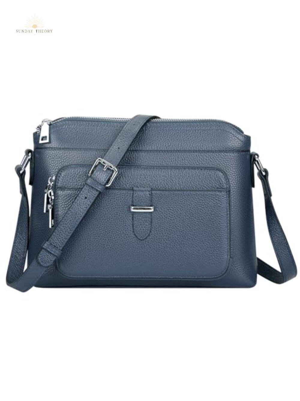 Genuine Leather Crossbody Bag with Card Slots Adjustable Strap